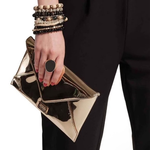 Frances Valentine Gold Clutch Bag NWT - Picture 6 of 9